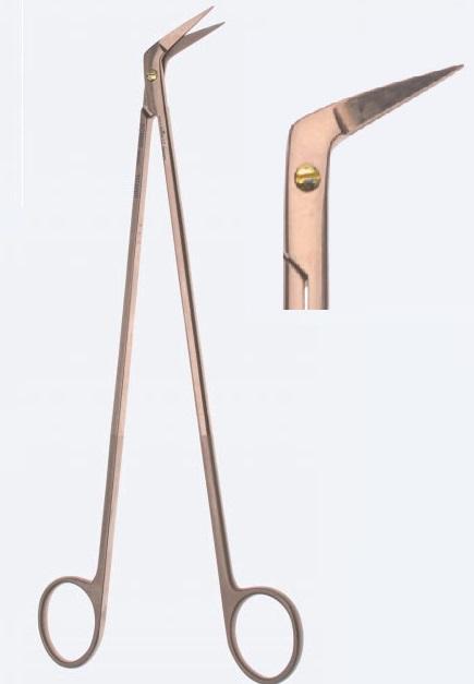 Ножиці "De Bakey", "Titanit", судинні, довжина лез 25 мм, вигнуті під кутом 60°, гострокінцеві, довжина 225 мм. Бренд - Asanus Medizintechnik Gmb, Німеччина